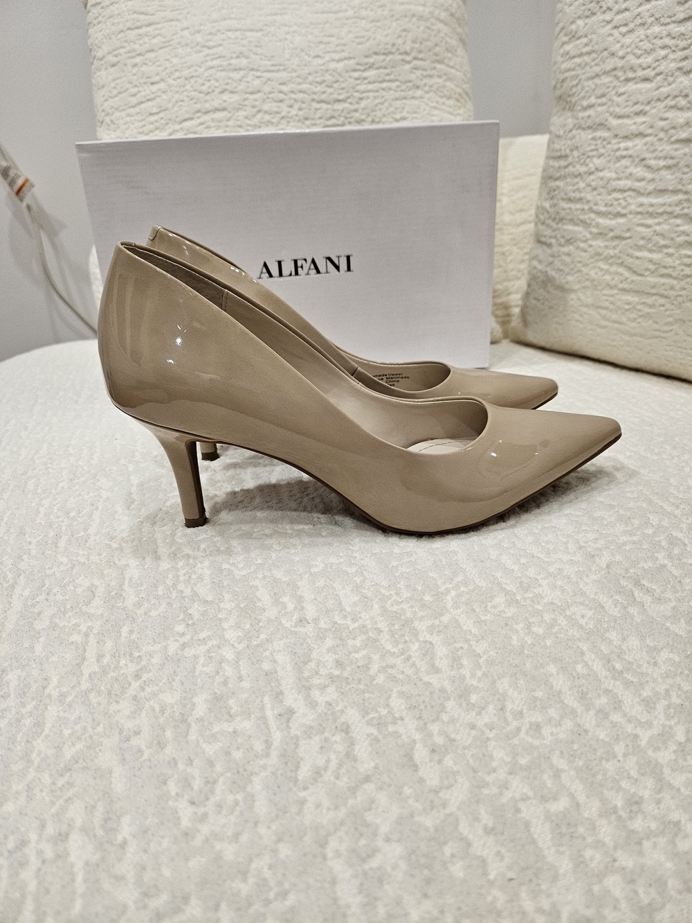 Alfani Women's Nude Patent Pointed-Toe Pumps - Picture 2 of 9